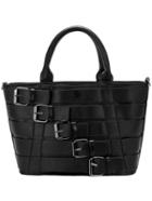 Shein Black Leather Buckle Pu Tote Bag