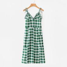 Shein Check Plaid Frill Trim Cami Dress