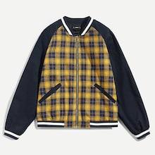 Shein Men Raglan Sleeve Plaid Jacket