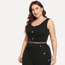 Shein Plus Button Front Tank Top & Pants Set