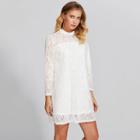 Shein Frilled Collar Illusion Neck Lace Overlay Dress