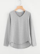 Shein Heather Knit Dip Hem T-shirt