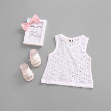 Shein Girls Eyelet Embroidered Plain Vest