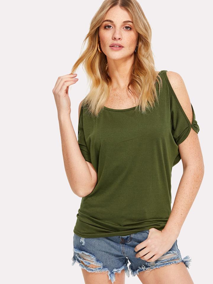 Shein Open Shoulder Solid Dolman Top