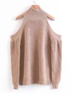 Shein High Neck Open Shoulder Sweater