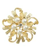 Shein Gold Trendy Pearl Flower Brooch