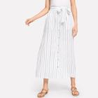 Shein Striped Single Breasted Knot Front Skirt