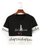Shein Contrast Bunny Print Crop T-shirt
