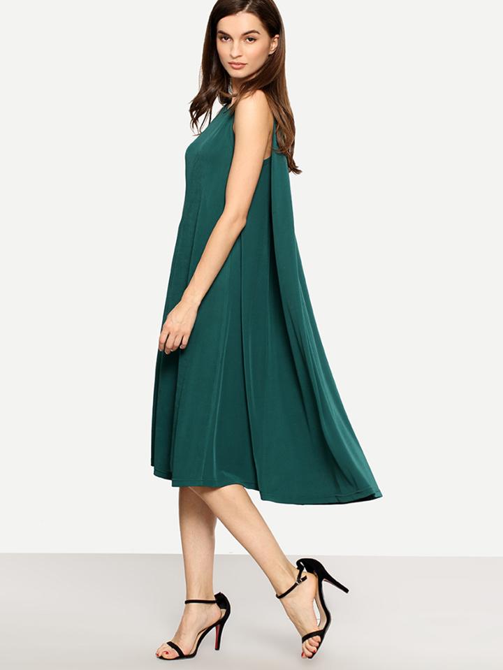 Shein Green Sleeveless Shift High Low Dress