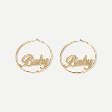 Shein Letter Decorated Hoop Earrings