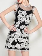 Shein Black Round Neck Sleeveless Crochet Dress