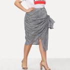 Shein Plus Asymmetric Gingham Wrap Skirt