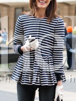 Shein Navy Striped Flounce T-shirt