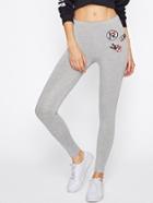 Shein Embroidery Patch Heather Knit Leggings