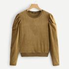 Shein Puff Sleeve Ribbed Velvet Sweatshirt