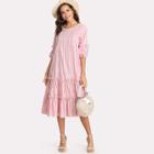 Shein Vertical Striped Frill Embellished Swing Dress