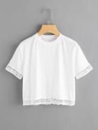 Shein Hollow Out Lace Trim Crop Tee