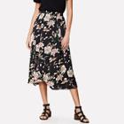 Shein Floral Asymmetrical Hem Wrap Skirt