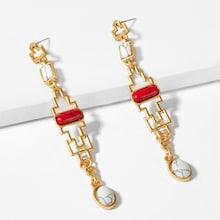Shein Marble Pattern Geometric Drop  Earrings