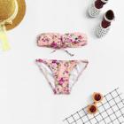 Shein Girls Flower Print Drawstring Bikini Set
