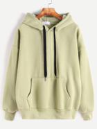 Shein Mustard Hooded Drop Shoulder Pocket Sweatshirt