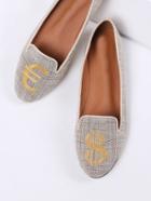 Shein Apricot Dollar Embroidery Ballet Flats