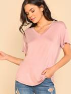 Shein Solid V Neck T-shirt