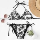 Shein Palm Tree Print Frilled Trim Bikini Set