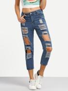 Shein Ripped Straight Ankle Jeans