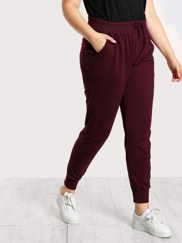 Shein Pocket Side Solid Peg Sweatpants