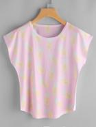 Shein Pineapple Print Cap Sleeve Tee