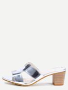 Shein Silver Faux Leather Chunky Slippers