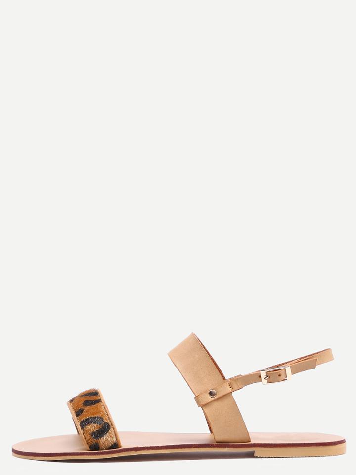 Shein Leopard Print Sandals With Apricot Ankle Strap