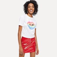 Shein Multicolor Lipstick Print Top & Skirt