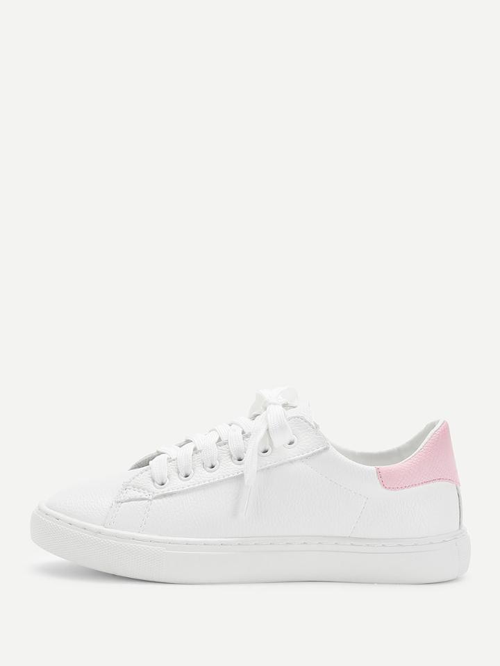 Shein Lace Up Round Toe Pu Sneakers