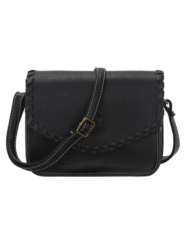 Shein Faux Leather Braided Flap Crossbody Bag