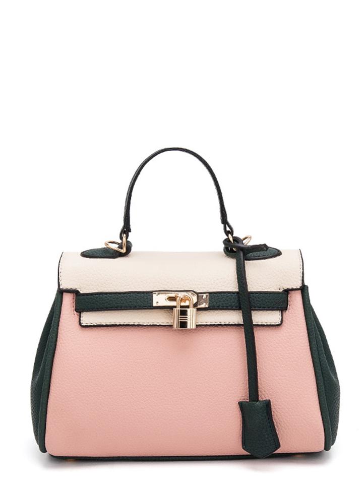 Shein Piping Detail Color Block Pu Shoulder Bag