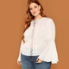 Shein Plus Lace Applique Bell Sleeve Top