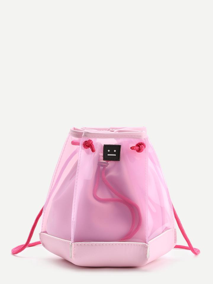 Shein Patch Detail Clear Drawstring Bucket Bag