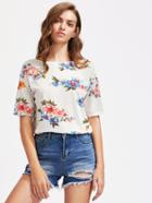 Shein Flower Cluster Print Slub T-shirt