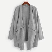 Shein Waterfall Collar Solid Cardigan