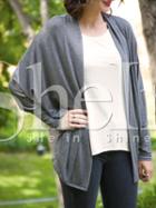 Shein Grey Collarless Draped Side Coat