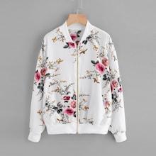 Shein Plus Floral Print Zip Jacket