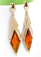 Shein Yellow Gemstone Gold Hollow Geometric Earrings