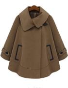 Shein Brown Lapel Batwing Sleeve Loose Cape Coat