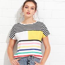 Shein Mixed Stripe Short Sleeve T-shirt