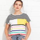 Shein Mixed Stripe Short Sleeve T-shirt