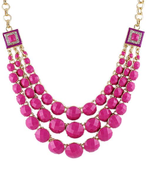 Shein Red Gemstone Gold Chain Necklace
