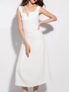 Shein White Strap Backless A-line Dress