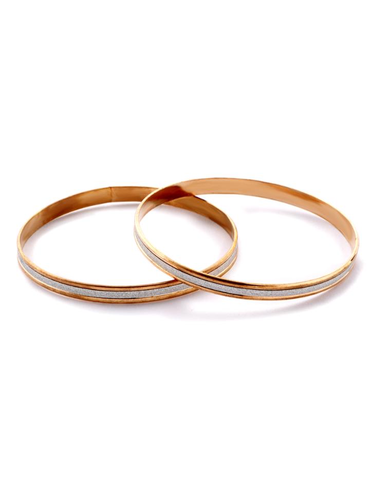 Shein 2pcs Gold Plated Dull Polish Bangle Set